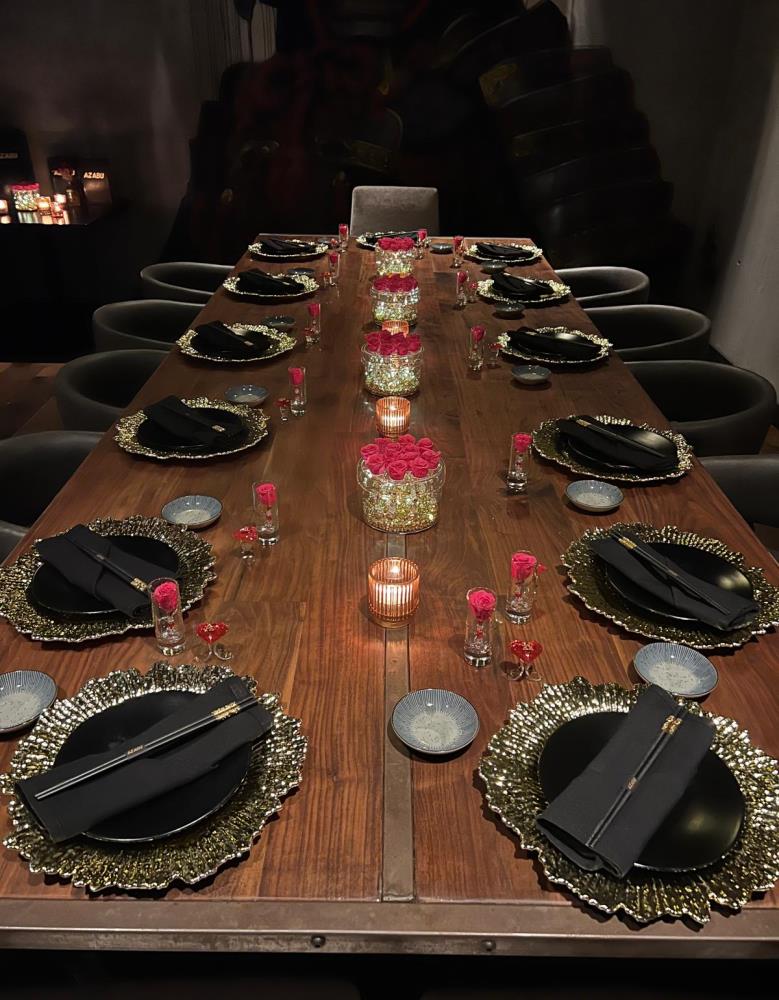 Azabu private room long table set for dinner