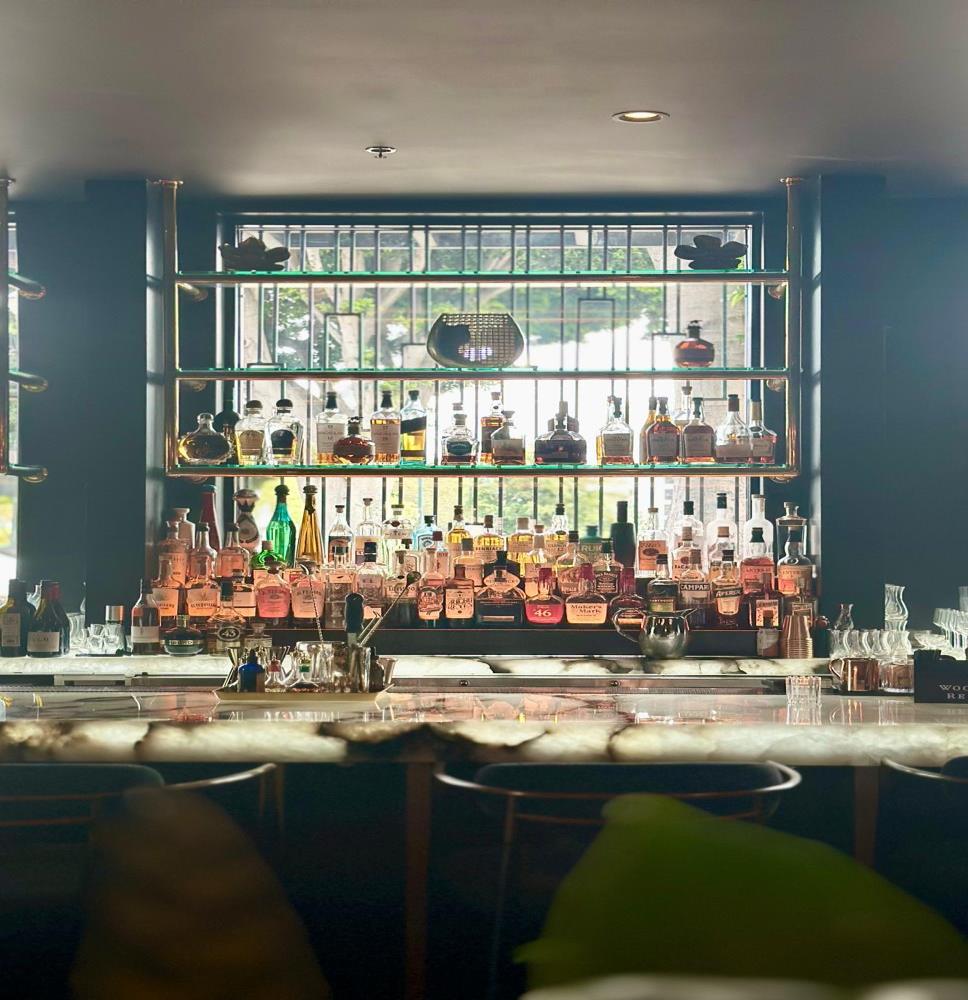 NYX Steakhouse glowing back bar